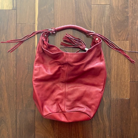 Red Leather Shoulder Bag - from Paris! - Picture 2 of 9
